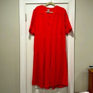 Tiered Roll Breezy Midi Dress